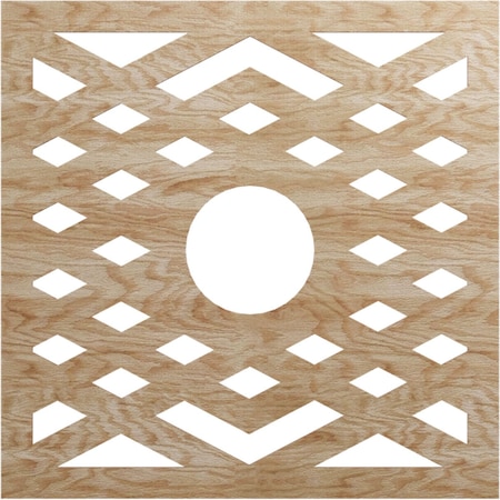 Chevron Wood Fretwork Pierced Ceiling Medallion, Red Oak, 36OD X 9 3/8ID X 1/4T